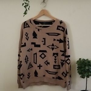 Tan and Black Patterned Sweater | Forever 21